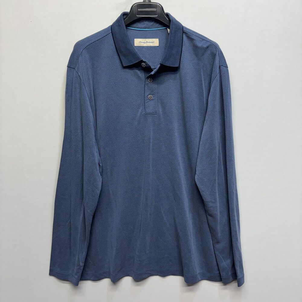 NWT Tommy Bahama Men Long Sleeve Polo Shirt Top Size XXL 2XL Blue D110 -5